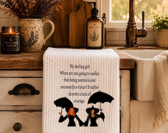Practical Magic My Darling Girl Waffle Weave Sublimated Towel, Witch Gift, Unique Best Friend Gift, Halloween Decor
