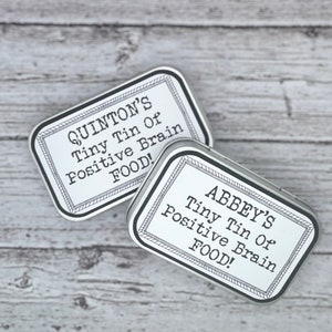 Lata pequeña personalizada de alimento positivo para el cerebro, afirmaciones positivas para la salud mental, regalo de atención plena, salud mental importante, regalo personalizado