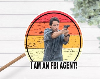 Point Break Jag är en FBI-agent Laminerat vattentätt vinylklistermärke, filmcitatklistermärke, Keanu Reeves-klistermärke, pappapresent