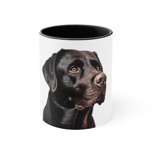 Labrador Retriever Themed Mug, Sleek Black Design, Ideal for Morning Coffee, Perfect Gift for Pet Owners 11oz