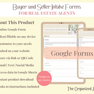 Google Forms | Real Estate Client Intake Forms | Buyer and Seller Forms | Fillable | Digital Download