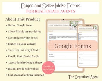 Google Forms | Real Estate Client Intake Forms | Buyer and Seller Forms | Fillable | Digital Download