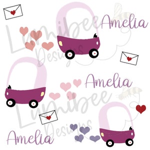 Arquivo sem emenda do Dia dos Namorados // Carro aconchegante personalizado para crianças Corações e amor // Arquivo de nome dos namorados para meninas // Dia dos namorados para meninas