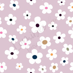 Retro Floral Seamless File // Vintage Daisy Floral Seamless // Floral Print Seamless // Baby Girl Summer Seamless