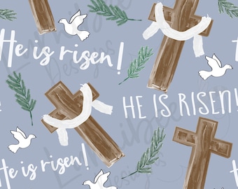 Baby Boy Easter Seamless File // Boy Easter Relgious Seamless // Crosses He is risen seamless Print // Religious Easter Seamless
