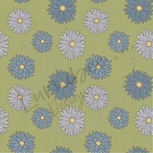Retro Floral Seamless File // Vintage Daisy Floral Seamless // Floral Print Seamless // Baby Girl Summer Seamless