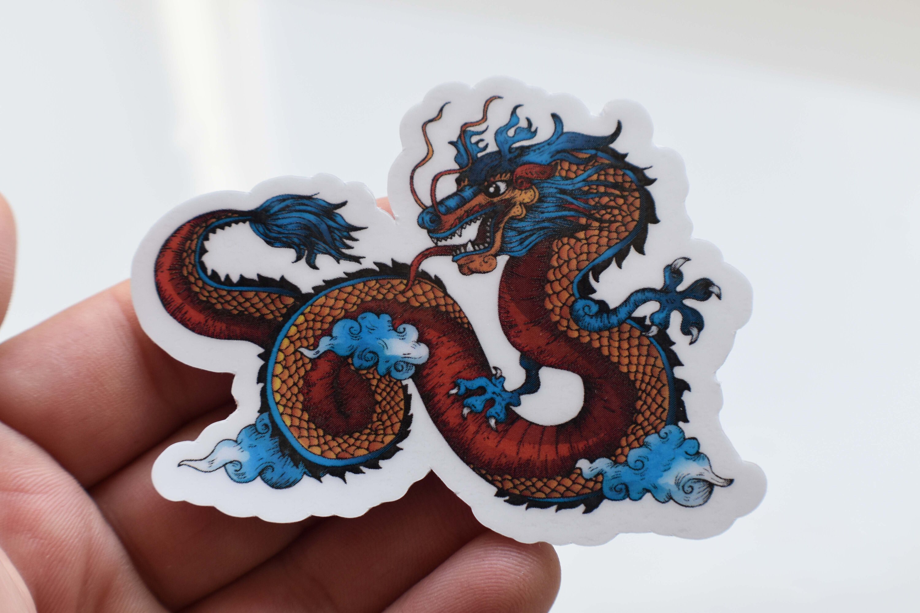 Japanese Dragon Sticker Pack of 3 Die Cut Laminated Vinyl Etsy
