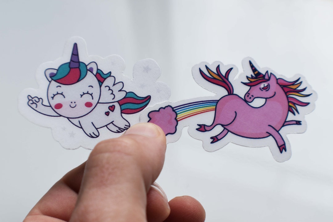 Funny Unicorn Sticker Pack of 2 Die Cut Laminated Vinyl Stickers Etsy