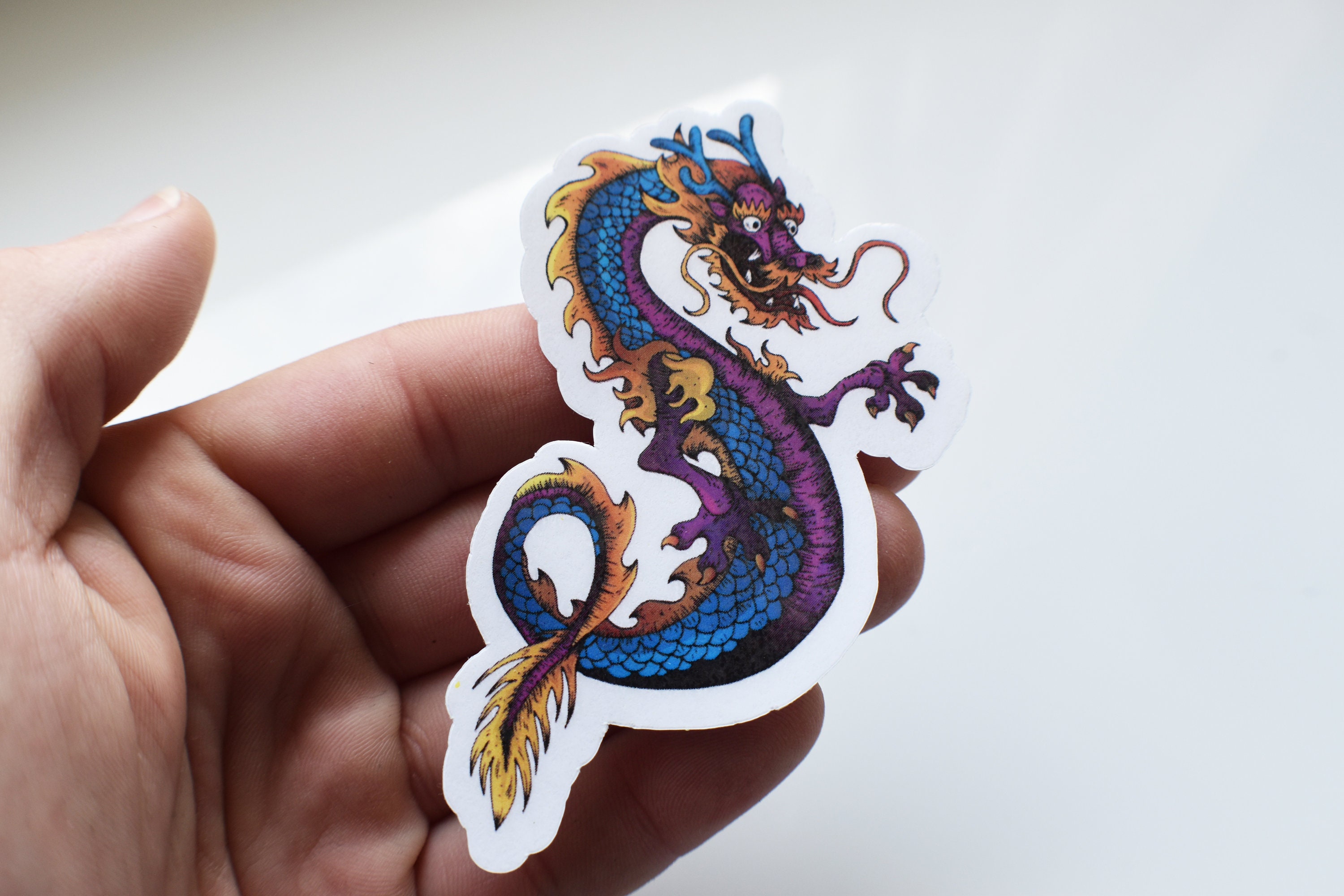 Japanese Dragon Die Cut Laminated Sticker Etsy