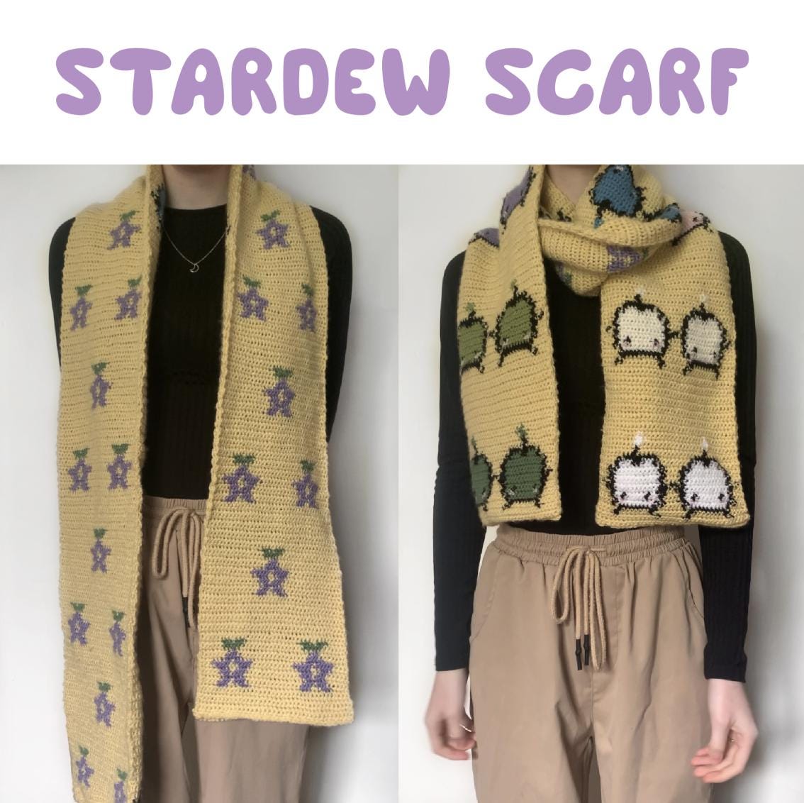 Reversible Stardew Valley Scarf Crochet Pattern | Junimo
