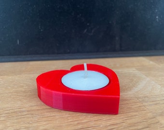 Heart shaped tea light candle holder - Valentine's Day - Wedding Decor - 3D Printed