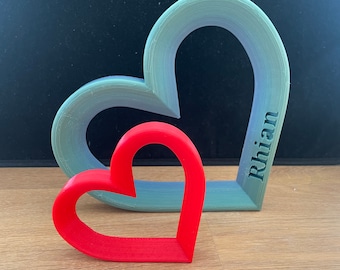 3D Printed Personalised Heart Ornaments - Love Hearts - Valentine's Hearts - Custom Made