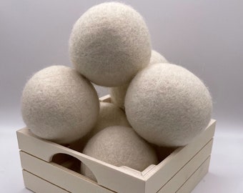 4 Pack White Wool Dryer Ball - Add Fragrance