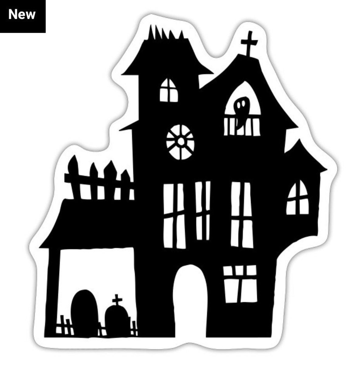 Haunted House Halloween Sticker - Etsy
