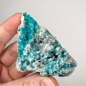 Hemimorphite Mineral Specimen, Natural Druzy Blue Hemimorphite Crystal Cluster, Raw Rare Natural Botryoidal Light Blue Hemimorphite Mineral