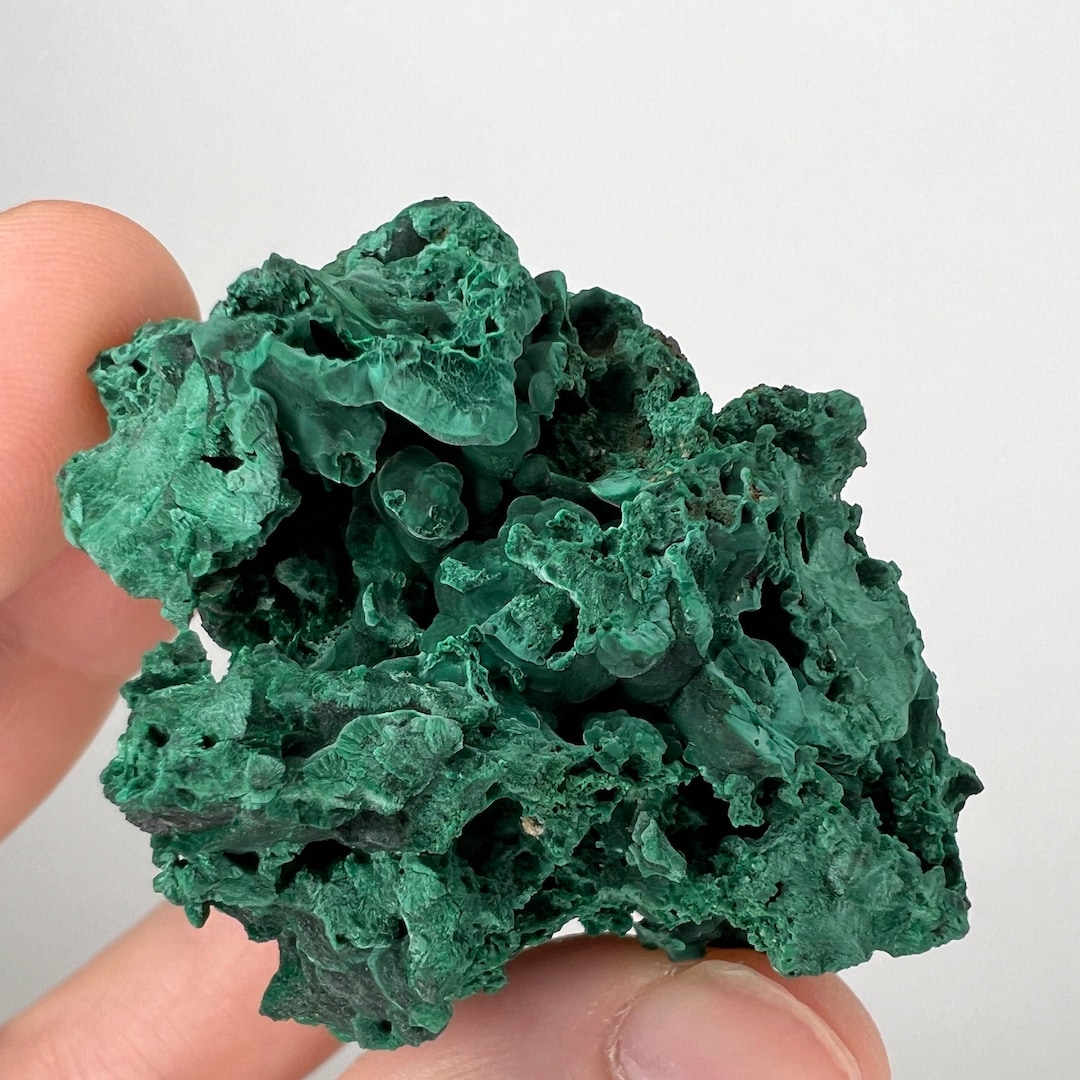 Fibrous Malachite Mineral Specimen, Natural Chatoyant Green Silky ...