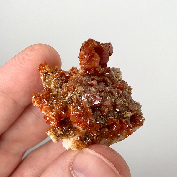 Vanadinite Mineral Specimen, Raw Natural Vanadinite Crystal Cluster, High Quality Unpolished Red Orange Druzy Vanadinite Mineral on Matrix