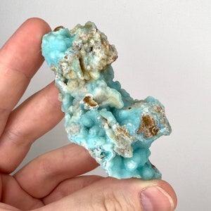 Hemimorphite Mineral Specimen, Natural Druzy Blue Hemimorphite Crystal Cluster, Raw Natural Botryoidal Light Blue Hemimorphite Mineral Piece