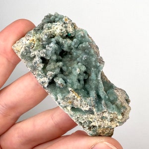 Hemimorphite Mineral Specimen, Natural Druzy Blue Gray Hemimorphite Crystal Cluster, Raw Natural Botryoidal Light Blue Hemimorphite Mineral