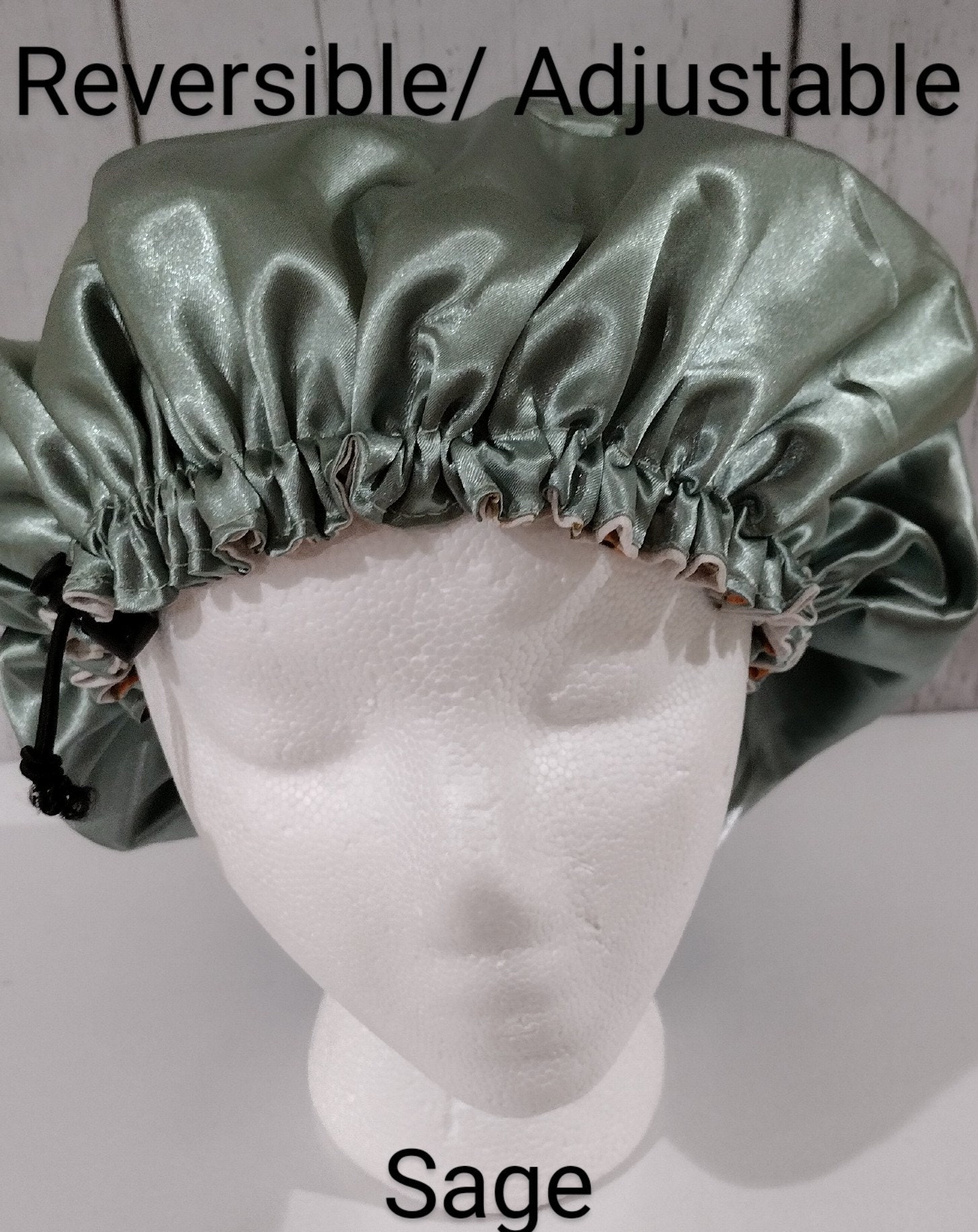 Satin/cotton Reversible Bonnet With Adjustable Drawstring. Hair ...