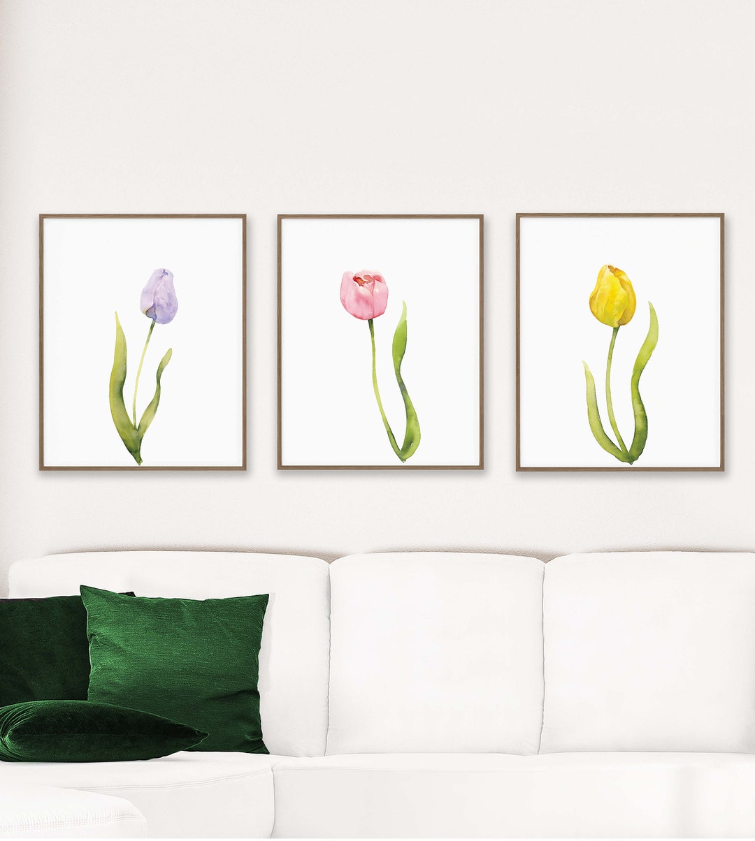 3 Piece Wall Art Print Set, Watercolor Floral Printable, Easter Spring ...