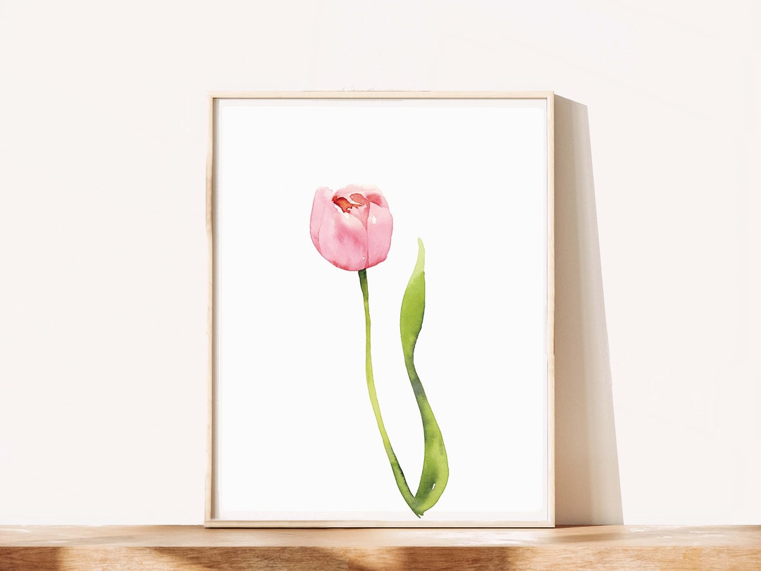 Pink Tulip Watercolor Art Print, Spring Printable Wall Art, Easter ...