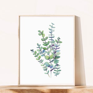 Eucalyptus Print, Watercolor Leaf Painting, Trendy Wall Decor, Botanical Painting, Sage Green Wall Art, Eucalyptus Poster Print