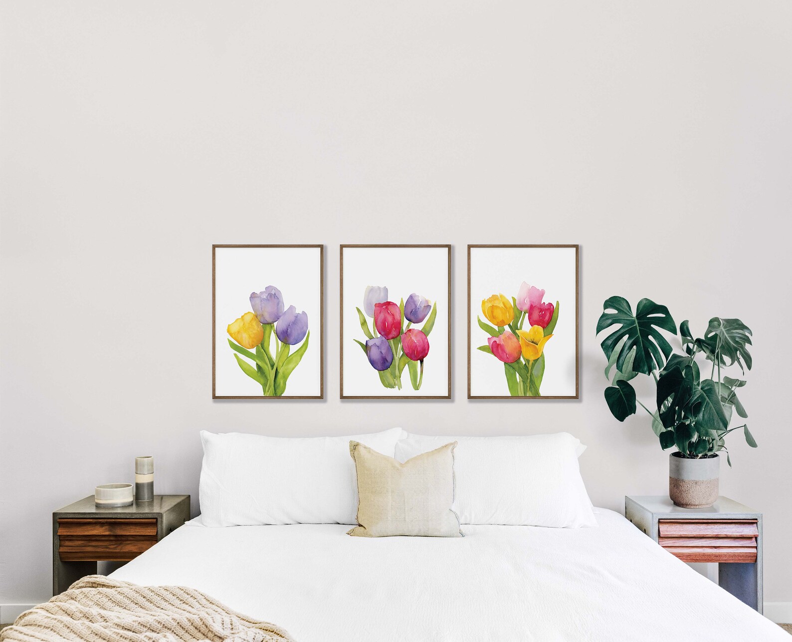 3 Piece Wall Art Set of Tulip Bouquets, Spring Printable, Easter Floral ...