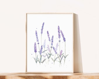 Spring Flowers Wall Art, Lavender Flowers Printable, Watercolor Print, Digital Download, Easter Gift for Mom, Mother's Day Gift