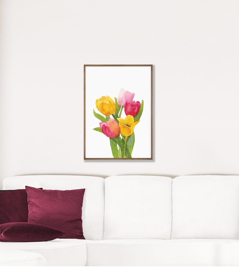 3 Piece Wall Art Set of Tulip Bouquets, Spring Printable, Easter Floral ...