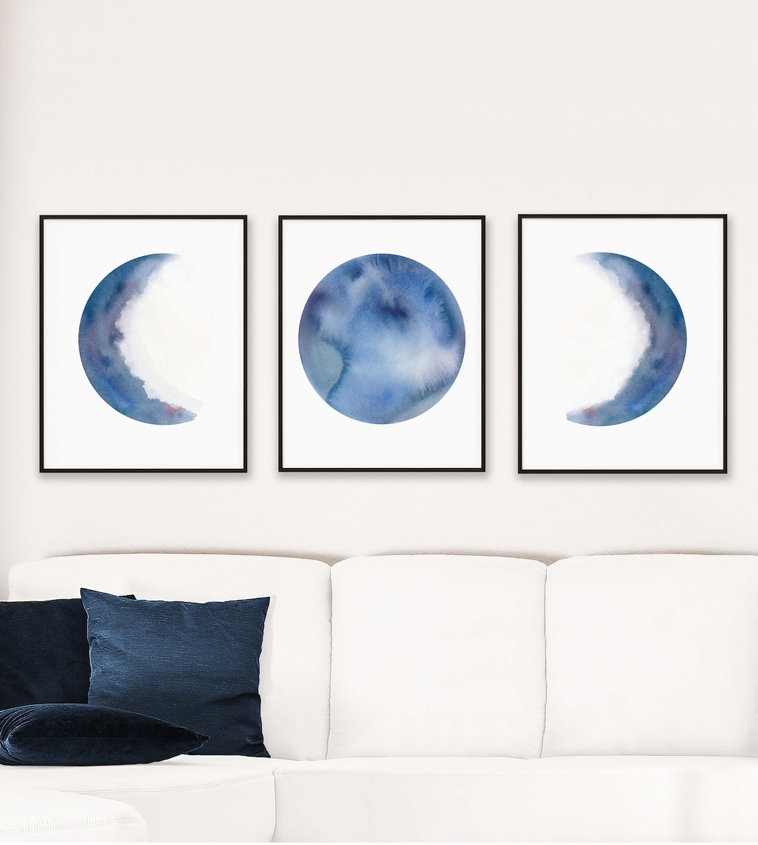 3 Piece Wall Art Moon Phases Print, Watercolour Moon Poster, Boho Moon ...