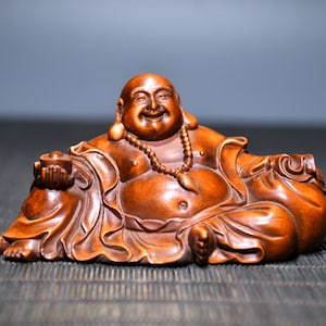 Chinesische Volkssammlung von handgeschnitztem Buchsbaum Buddha