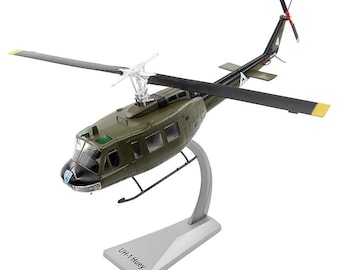 Diecast Us Army UH-1H Militarized Combat Helicopter Alloy Model 1:48 Scale Toy Gift Collection Simulation Display Decoration
