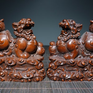 Folk collection handcrafted boxwood wooden statues