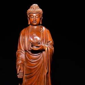 Chinesische Volkssammlung von handgeschnitztem Buchsbaum Buddha