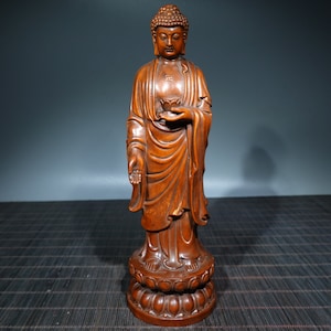 Handmade Huangyang Wooden Buddha Statue in Folk Collection