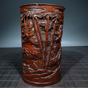 A folk collection of hand-carved boxwood  statues