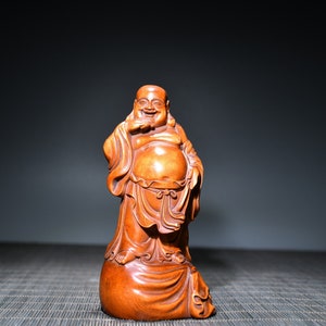Chinesische Volkssammlung von handgeschnitztem Buchsbaum Buddha