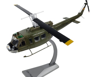 Diecast Us Army UH-1H Militarized Combat Helicopter Alloy Model 1:48 Scale Toy Gift Collection Simulation Display Decoration
