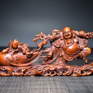 Chinesische Volkssammlung von handgeschnitztem Buchsbaum Buddha