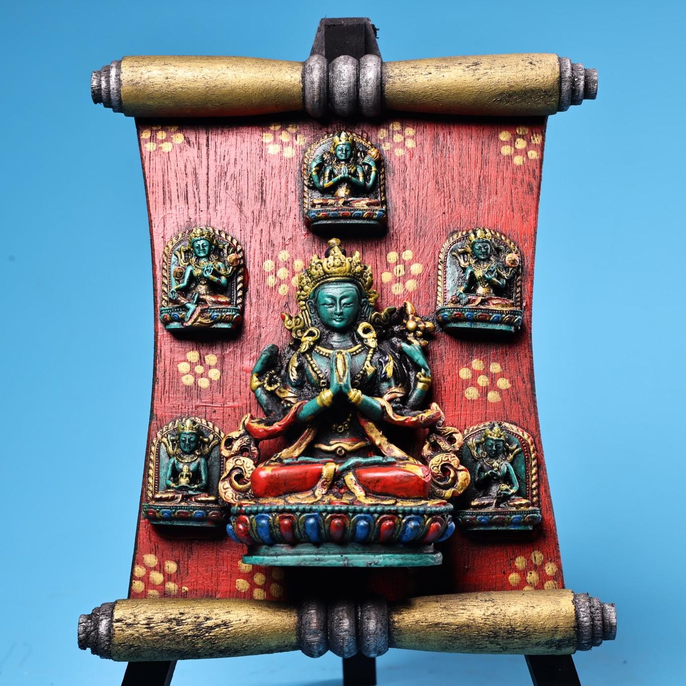 Old Tibetan Xizang Collecting Old Wooden Plate Inlaid