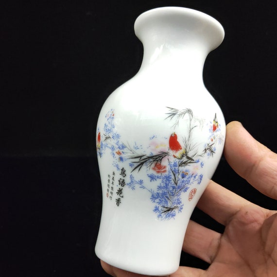 コレクション 磁器花瓶 手描き花鳥文様 乾隆帝＆マーク - Etsy 日本