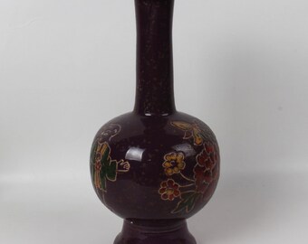 中国の民芸品、丁窯紫釉花文陶器花瓶 - Etsy 日本