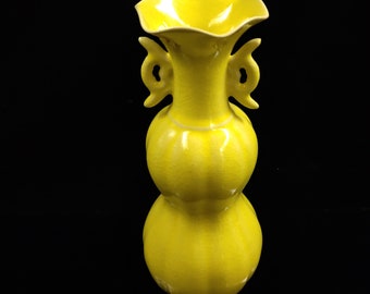 Handcrafted Collectible Thin Body Porcelain Yellow Vase