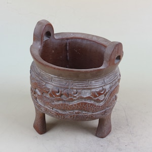 Chinese Collection Dragon pattern Bamboo making Incense burner model Statue