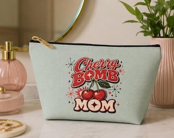 Retro Kirsch Make-up-Tasche | Retro Kosmetiktasche | Mid Century Modern Cherry Bomb Mom