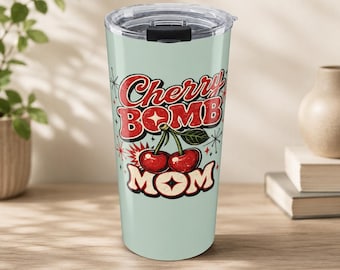 Retro Kirschbecher, Cherry Bomb Mom 20 Unzen Reisebecher, Atomic Mom Cup, 1950er Jahre Diner Kirschbecher, Mid Century Geschenk