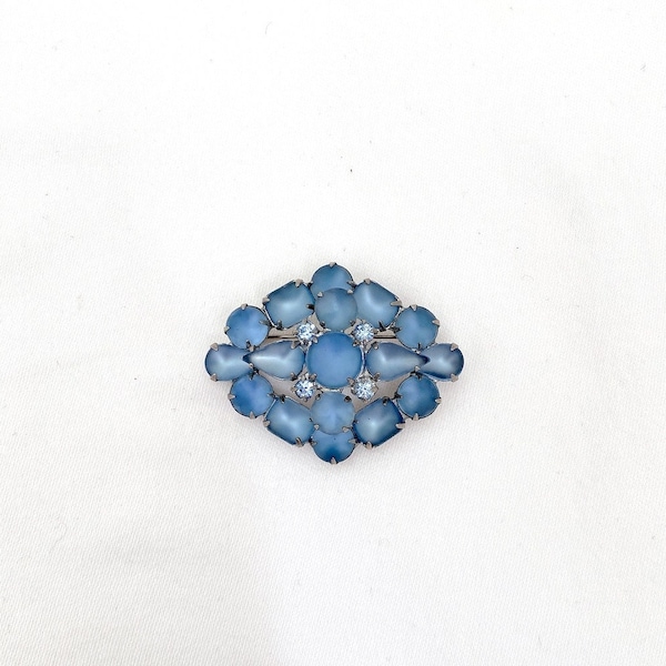 Vintage WEISS BROOCH PIN - Blue Stones 2.5"