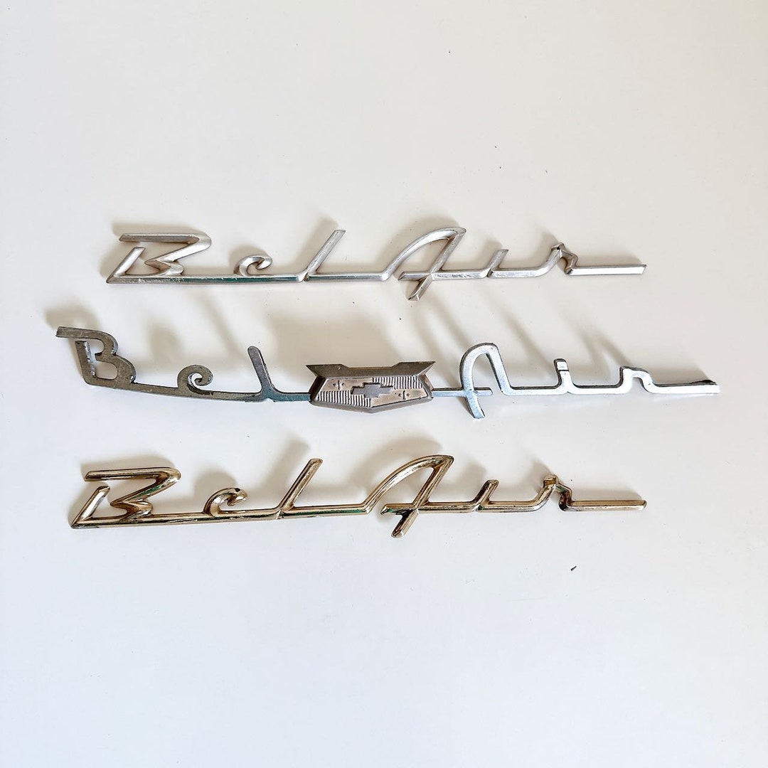 Vintage 1950s CHEVROLET CHEVY BELAIR Rear Quarter Panel Emblem Set of 3 ...