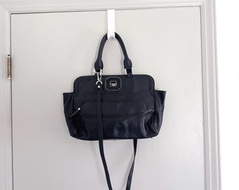 LONGCHAMP GATSBY SATCHEL - Black Leather - Silver-Tone Hardware - Front Turn-Lock